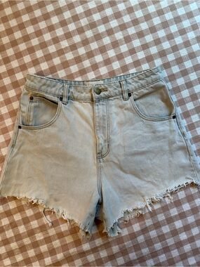 ROLLA'S Light Blue High-Rise Frayed Denim Shorts